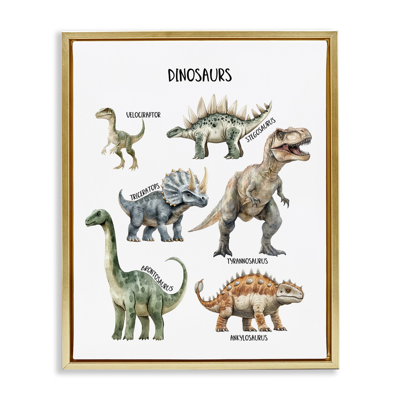 Stupell Industries Educational Meet The Dinosaurs Floating Frame, design by Christine Simpson Art